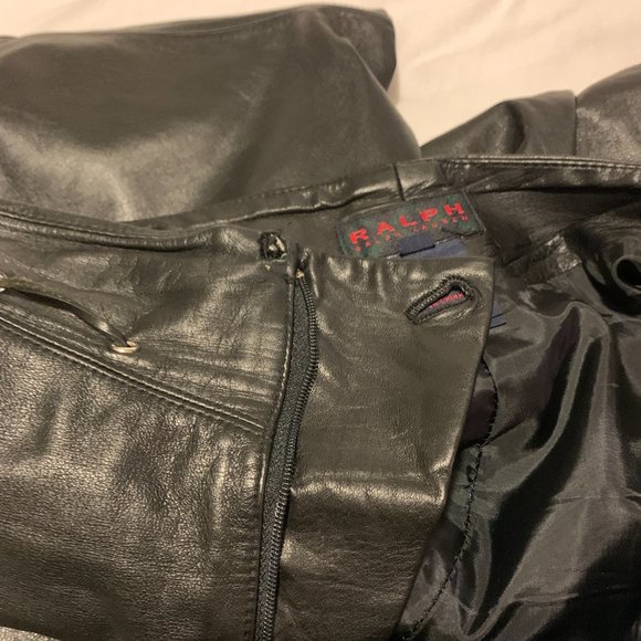 RALPH LAUREN Real Leather lined pants, size 12, threaded belt, petite, vintage - Picture 8 of 10